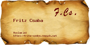 Fritz Csaba névjegykártya